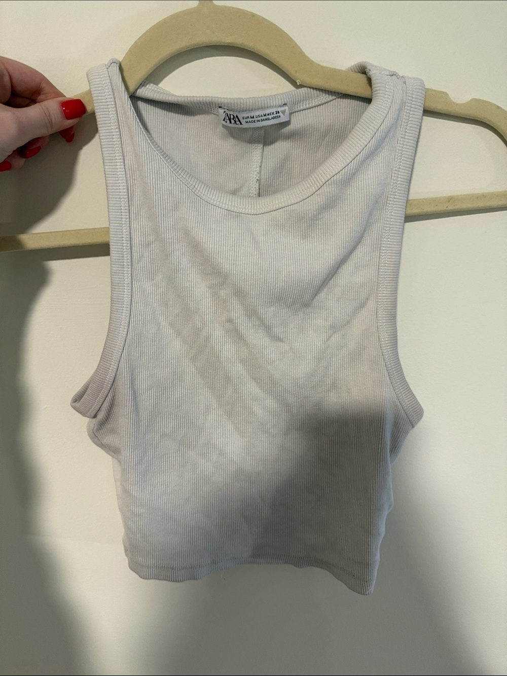 ZARA White Ribbed Cropped Tank Top